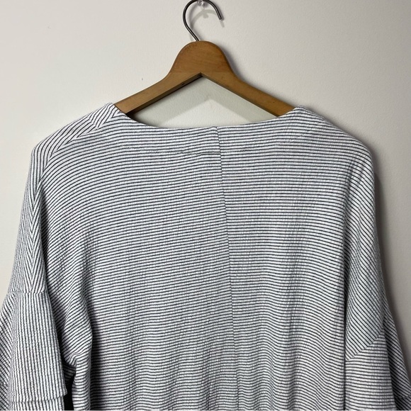 [Lucky Brand] Gray Striped Ruffle Half Sleeve V-neck Mini Dress - Picture 7 of 7